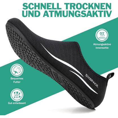 Badeschuhe Wasserschuhe Schnell Trocknend Rutschfest für Damen Herren Schwarz