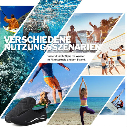 Badeschuhe Wasserschuhe Schnell Trocknend Rutschfest für Damen Herren Schwarz