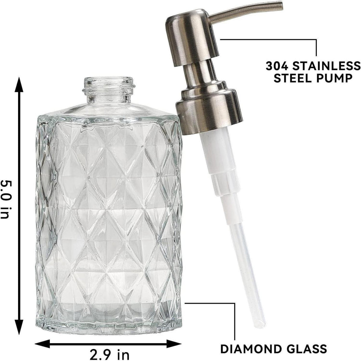 Glas Seifenspender Edelstahlpumpe 340ml Küche Bad