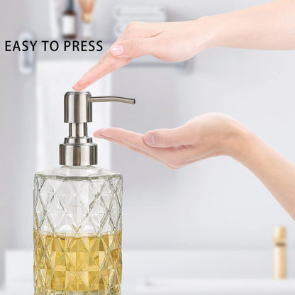 Glas Seifenspender Edelstahlpumpe 340ml Küche Bad