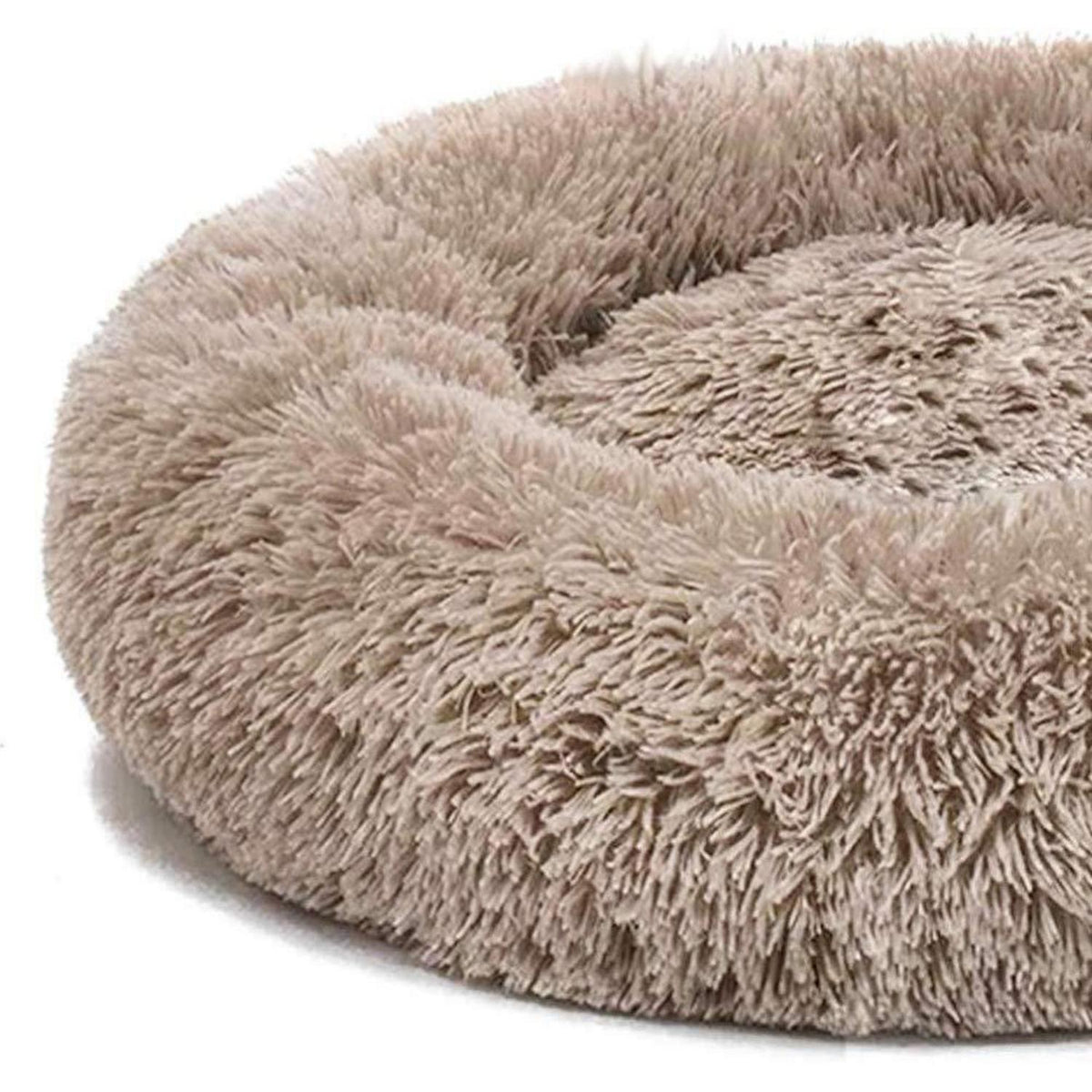 Flauschiges Hundebett Doughnut-Form, Waschbar, Kaffee L-80cm