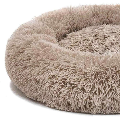 Flauschiges Hundebett Doughnut-Form, Waschbar, Kaffee L-80cm