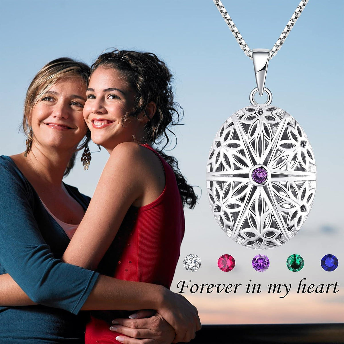 Personalisiertes Foto Medaillon 925 Sterling Silber Kette Damen