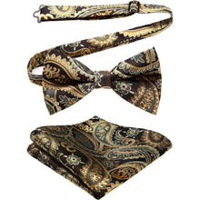 Einstellbare Fliege Blau Paisley mit Einstecktuch für Herren