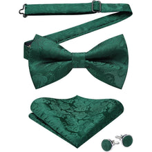 Herren Paisley Fliege Einstecktuch Manschettenknöpfe Set