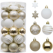 35tlg. Weihnachtskugeln 5cm Set Plastik Christbaumkugeln Weiß Gold
