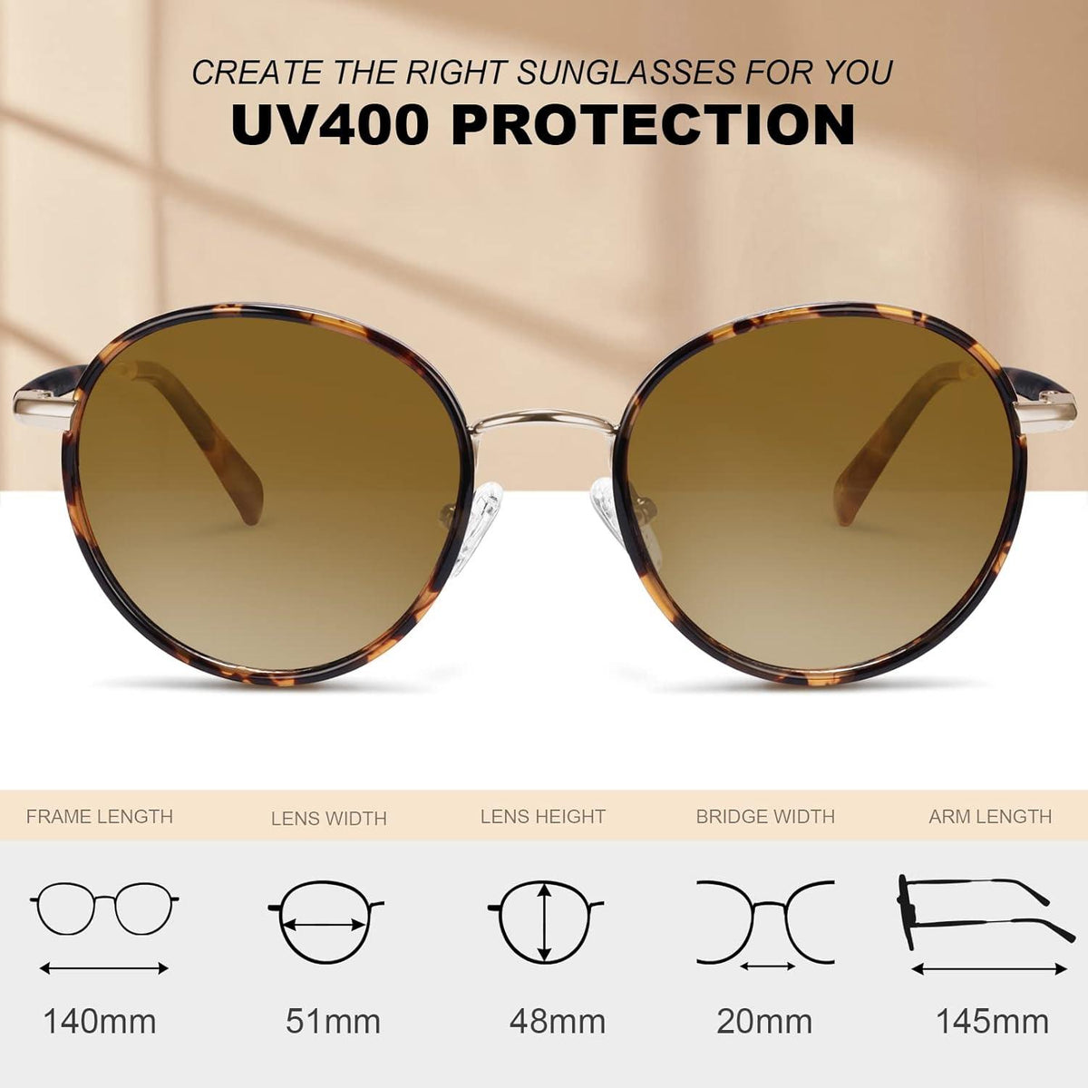 CARFIA Retro Runde Sonnenbrille UV400 Blaulichtfilter - Damen Herren