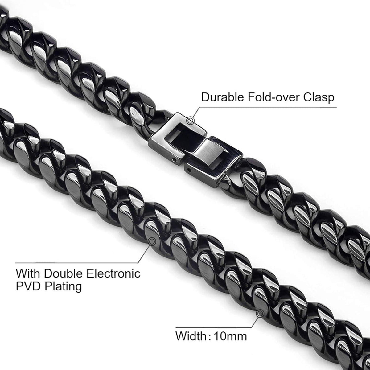 Herren Panzerkette Gold Silber Edelstahl Cuban Link Chain 50.8cm 10mm