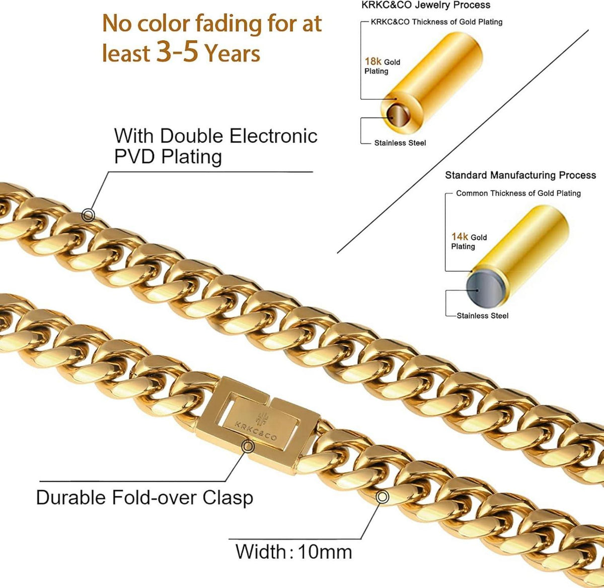 Panzerkette Herren Halskette 18K Gold Cuban Link Chain 55.9cm Gold