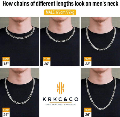 Herren Panzerkette 18K Gold/Weißgold Cuban Link Chain 55.9cm