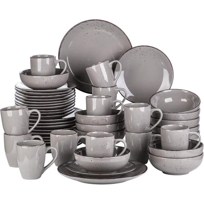 Tafelservice Set 48 Teile für 12 Personen, Steingut, Vintage Grau