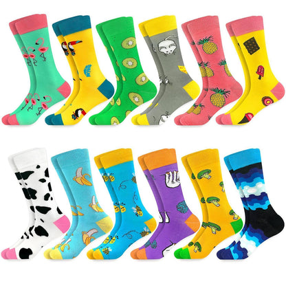 Bunte Baumwollsocken mit lustigen Tier- & Fruchtmustern
