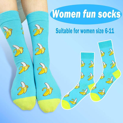Bunte Baumwollsocken mit lustigen Tier- & Fruchtmustern