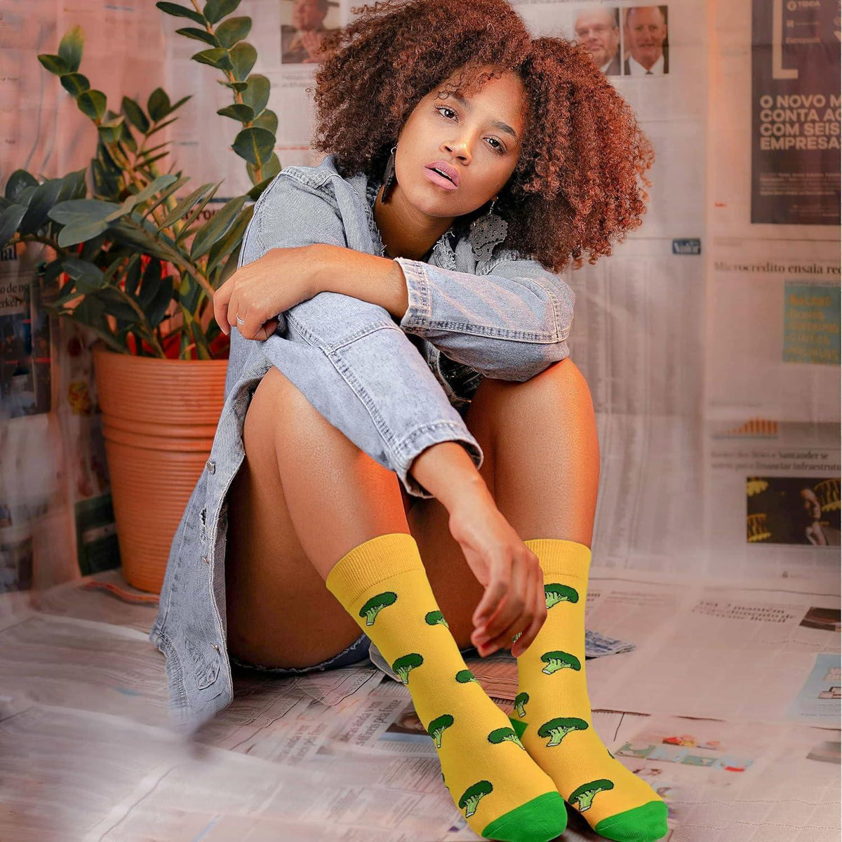 Bunte Baumwollsocken mit lustigen Tier- & Fruchtmustern