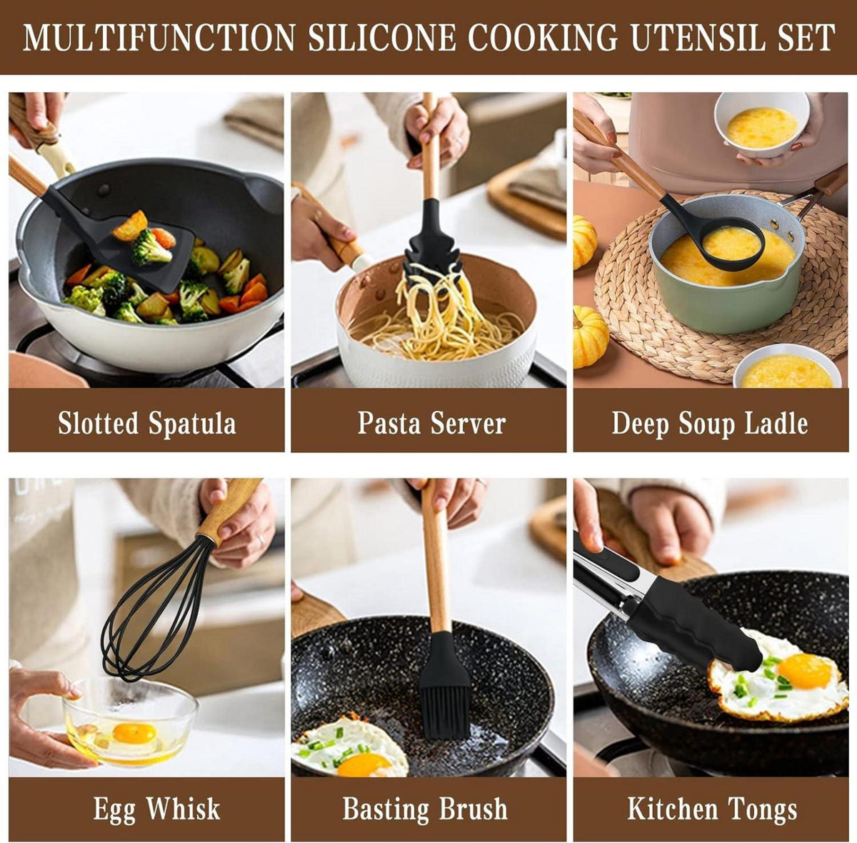 Küchenutensilien-Set 24-teilig mit  hitzebeständigem Silikon