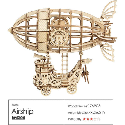 Rolife 3D Holz Zeppelin Puzzle Bausatz für Erwachsene und