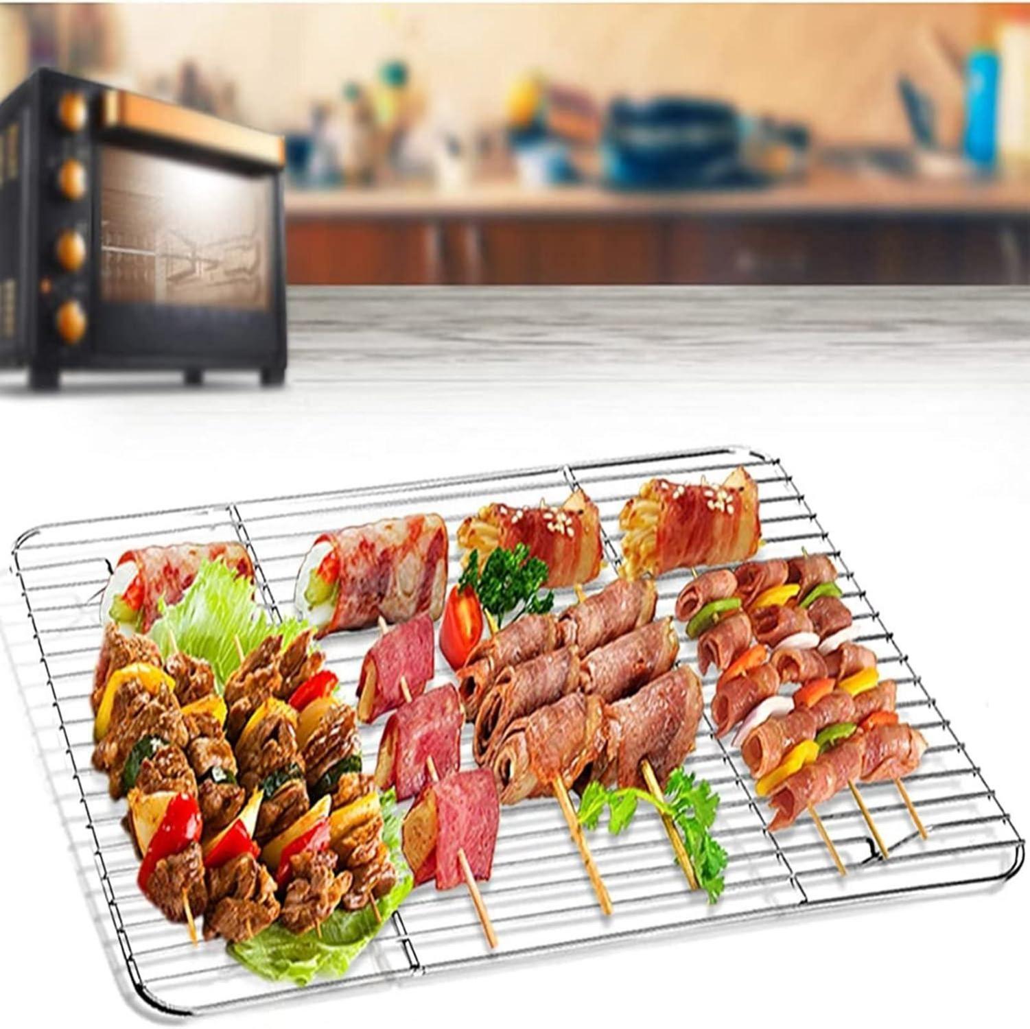 Edelstahl Abkühlgitter 2er-Set zum Braten Grillen Kühlen 38,5x28x1,5cm