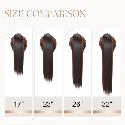 Gewellte Haarverlängerung Pferdeschwanz Hellbraun & Aschblond 43cm