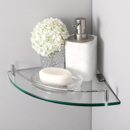 Duschablage Ecke Glas 7mm Hartglas mit Metallstange poliert
