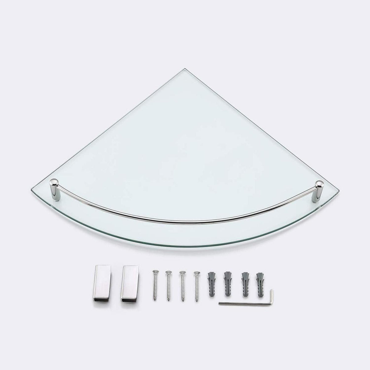 Duschablage Ecke Glas 7mm Hartglas mit Metallstange poliert