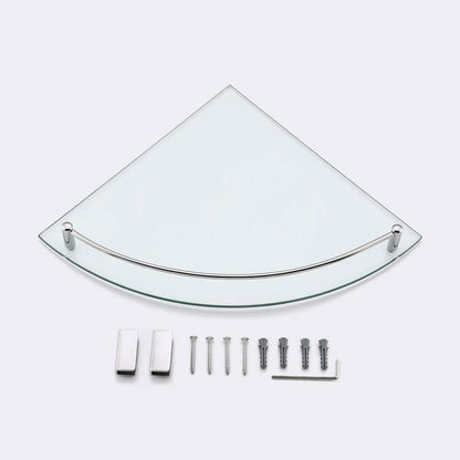 Duschablage Ecke Glas 7mm Hartglas mit Metallstange poliert
