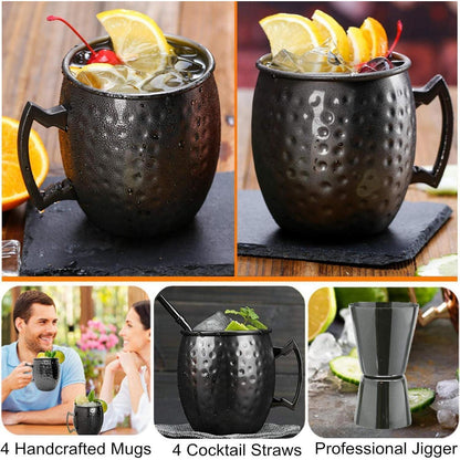 Moscow Mule Becher Set 4er Gunmetal Schwarz 550ml Genießen