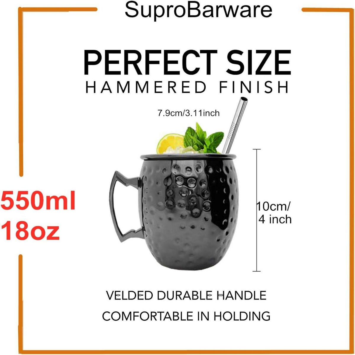 Moscow Mule Becher Set 4er Gunmetal Schwarz 550ml Genießen