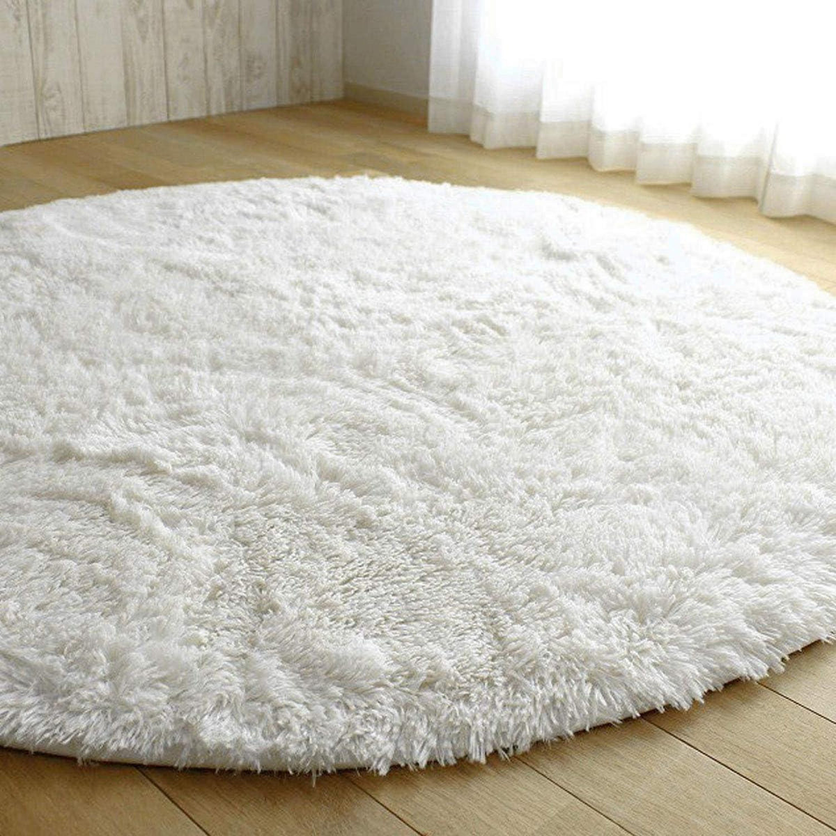 Runder Wohnzimmerteppich weiß 160cm - Anti Rutsch & Flauschig