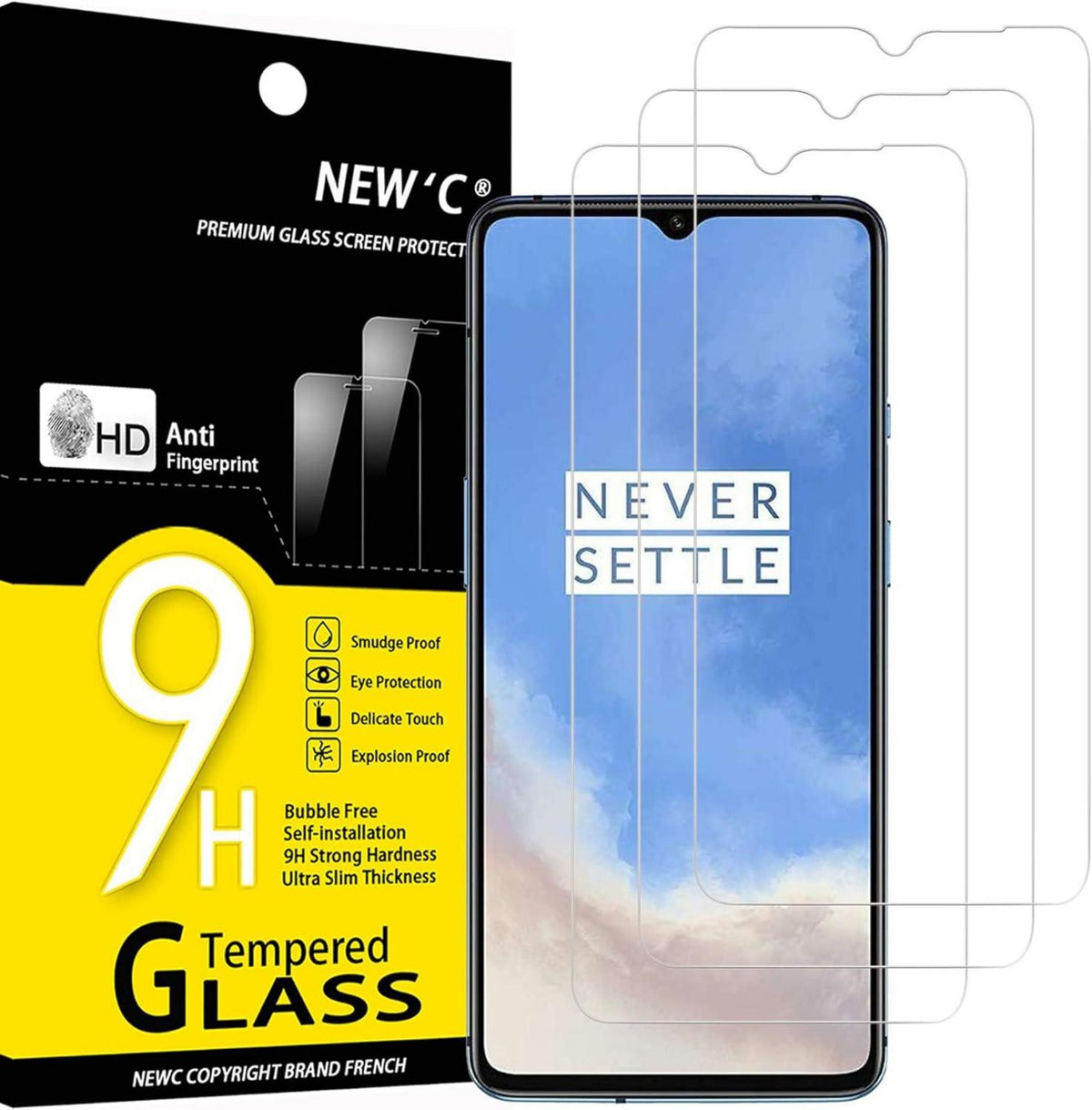 Panzer Schutz Glas für OnePlus 7T 3er Pack 9H Härte Ultra-klar
