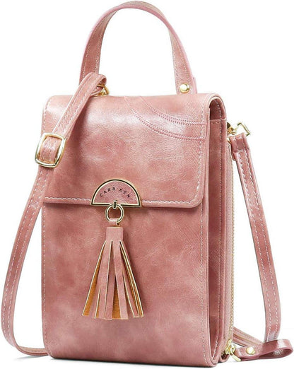 Umhängetasche Damen PU Leder Crossbody Handytasche Rosa