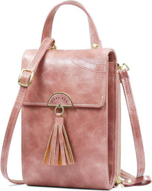 Umhängetasche Damen PU Leder Crossbody Handytasche Rosa