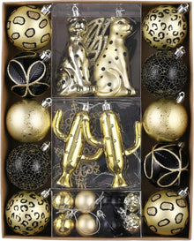 Weihnachtskugeln Set Kunststoff Schwarz Gold 70 TLG