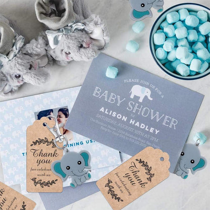 Elefante Schlüsselanhänger Taufe Junge Set 20 Stk Dankeschön Geschenk