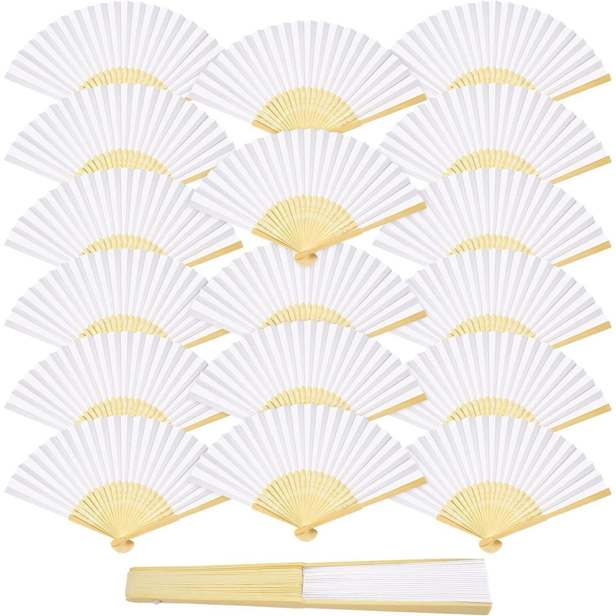 18er Set Weiße Fächer für Hochzeiten & Partys