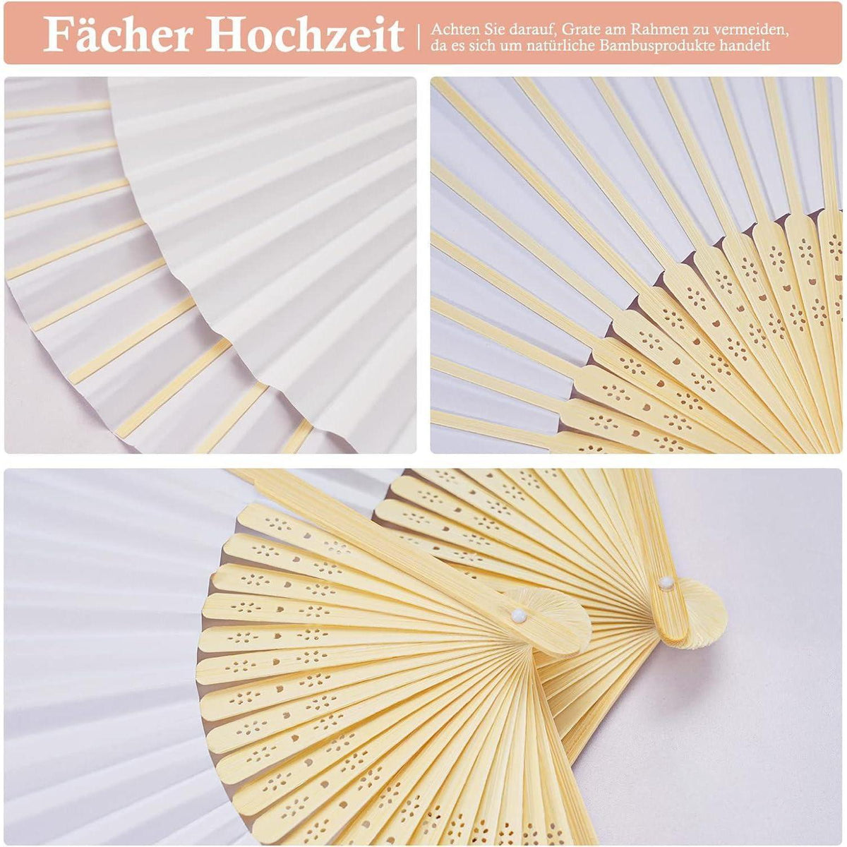 18er Set Weiße Fächer für Hochzeiten & Partys