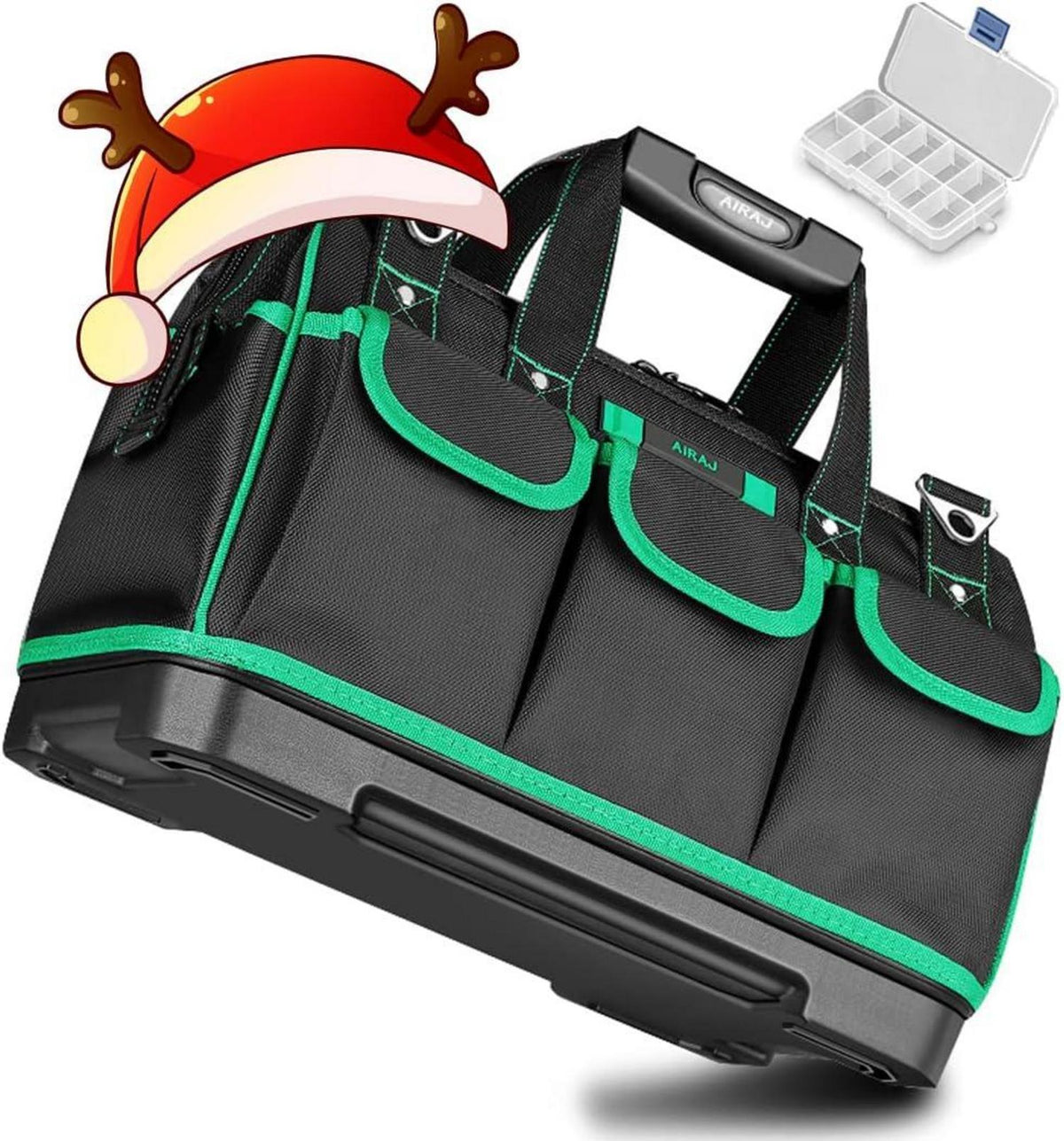 AIRAJ Elektriker Werkzeugtasche 40cm Verstellbarer Schultergurt wasserdichter Boden 1680D Oxford-Gewebe