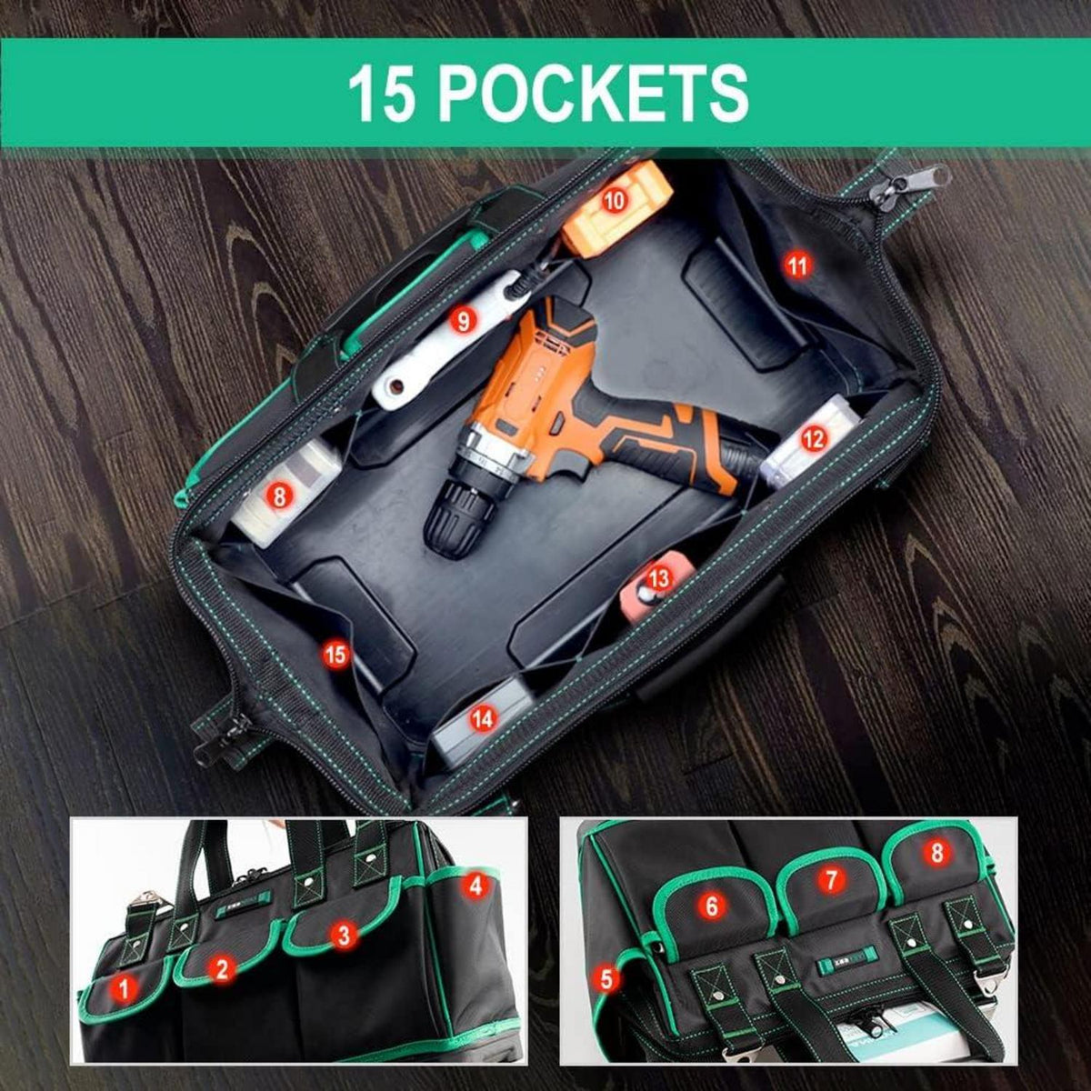 AIRAJ Elektriker Werkzeugtasche 40cm Schultergurt Wasserdicht Oxford-Gewebe
