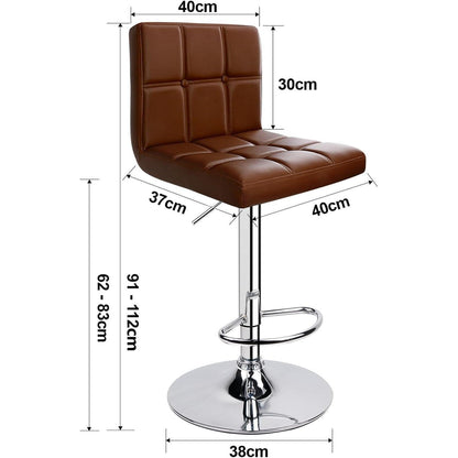 Barhocker-Set (2x) höhenverstellbar, Kaffee in Lederoptik