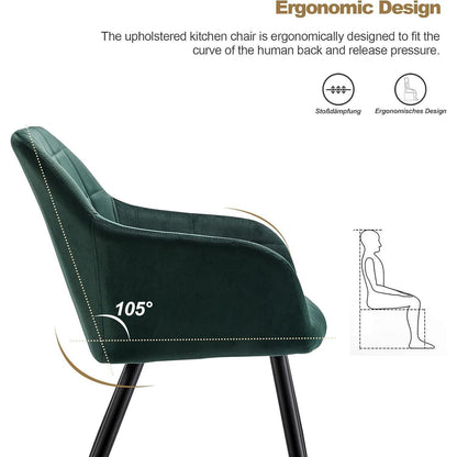 Samt Esszimmerstühle 4er Set – Grün, Bequeme Polsterstühle