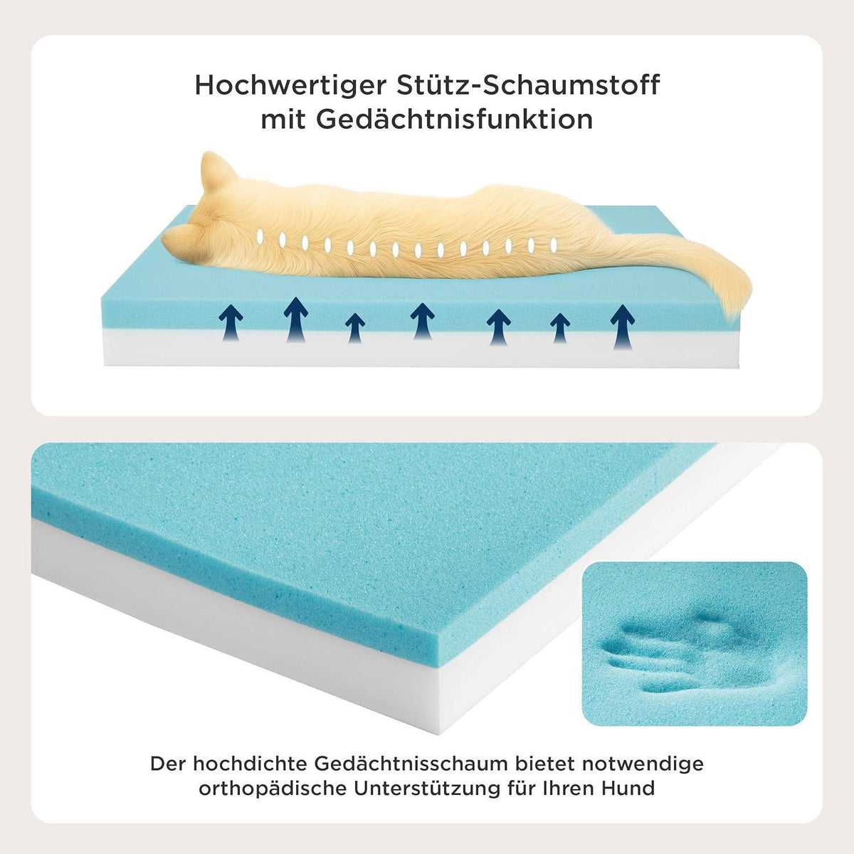 Orthopädisches Hundekissen Memory Foam Dunkelgrau 61x41cm