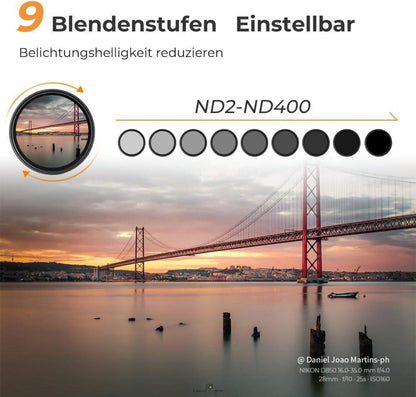 40,5mm Variabler ND2-400 Slim Graufilter 1-9 Stop Neutral