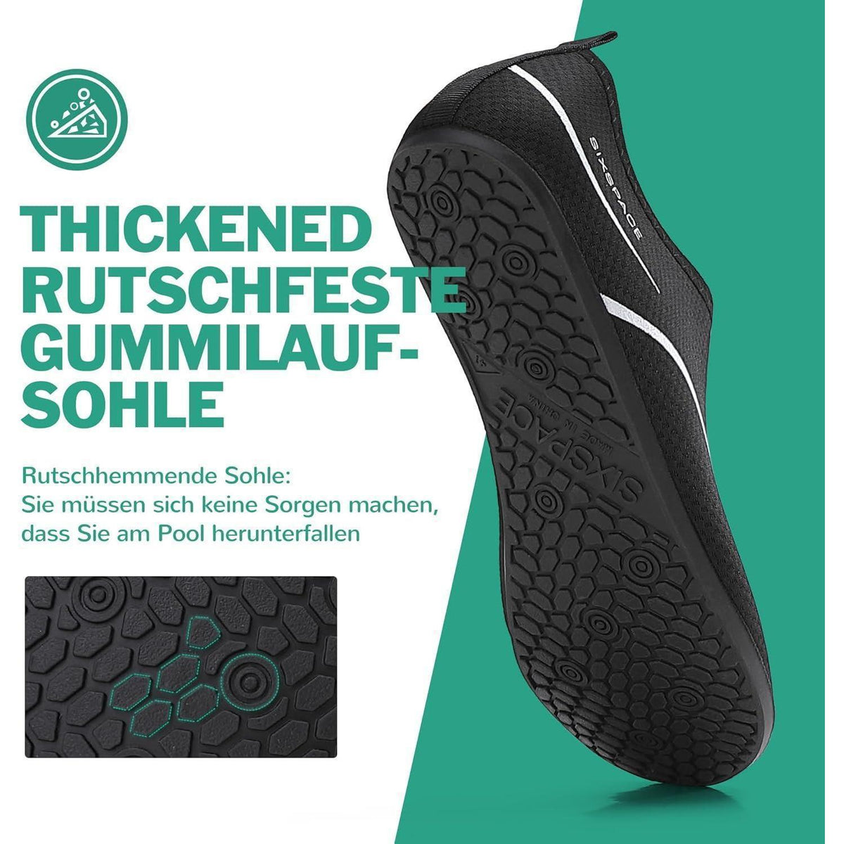 Badeschuhe Wasserschuhe Schnell Trocknend Herren Damen Schwarz