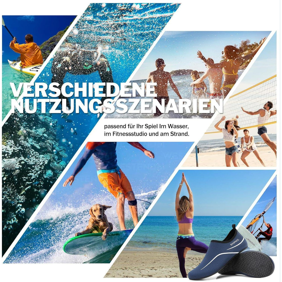 Badeschuhe Wasserschuhe Schnell Trocknend Dunkelblau