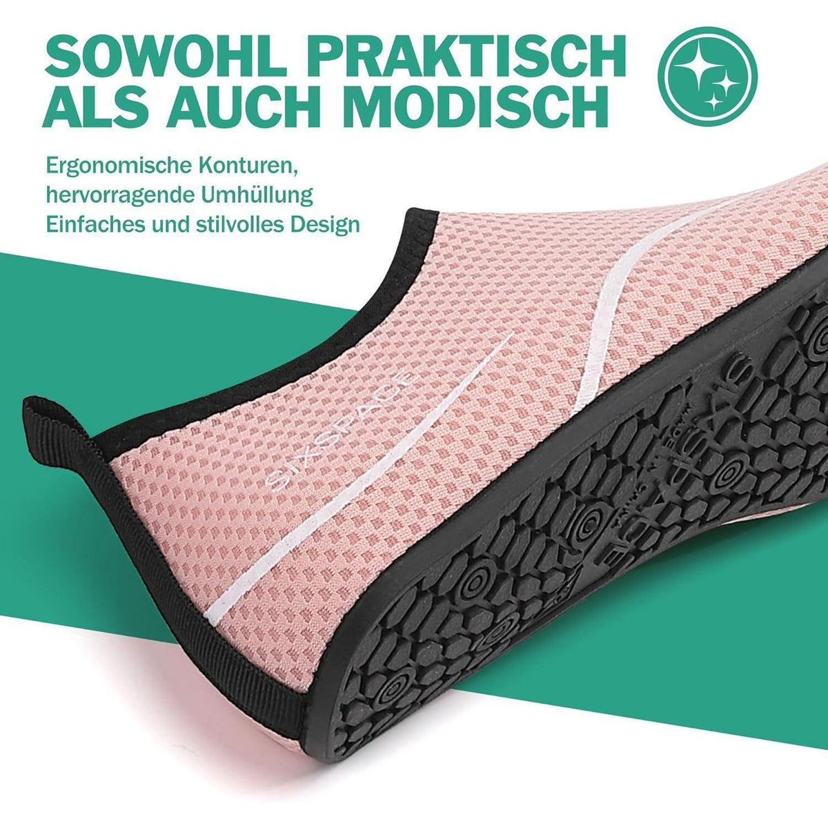 Badeschuhe Wasserschuhe Schnell Trocknend Damen Herren Rosa 42