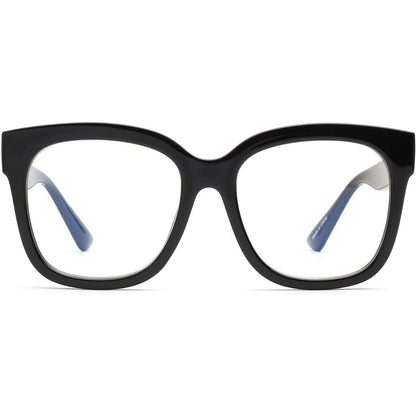 Blaulichtblockerbrille Damen Übergroß Quadratisch Schwarz