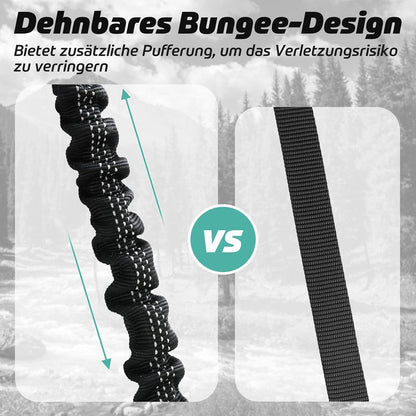 Starke Bungee Hundeleine mit Reflektierenden Streifen Schwarz 114-158cm
