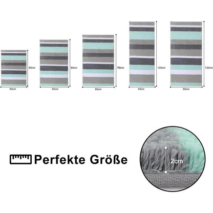 Mikrofaser Badteppich Set 2-teilig – Grün/Grau, flauschig & saugfähig