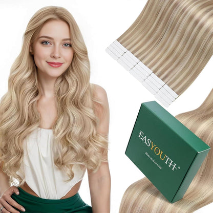 Echthaar Tape Extensions Blond Aschblond 30cm #18/613