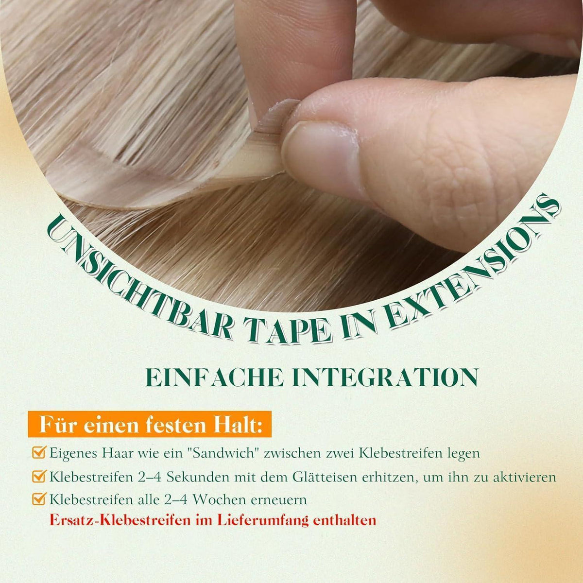 Echthaar Tape Extensions Blond Aschblond 30cm #18/613