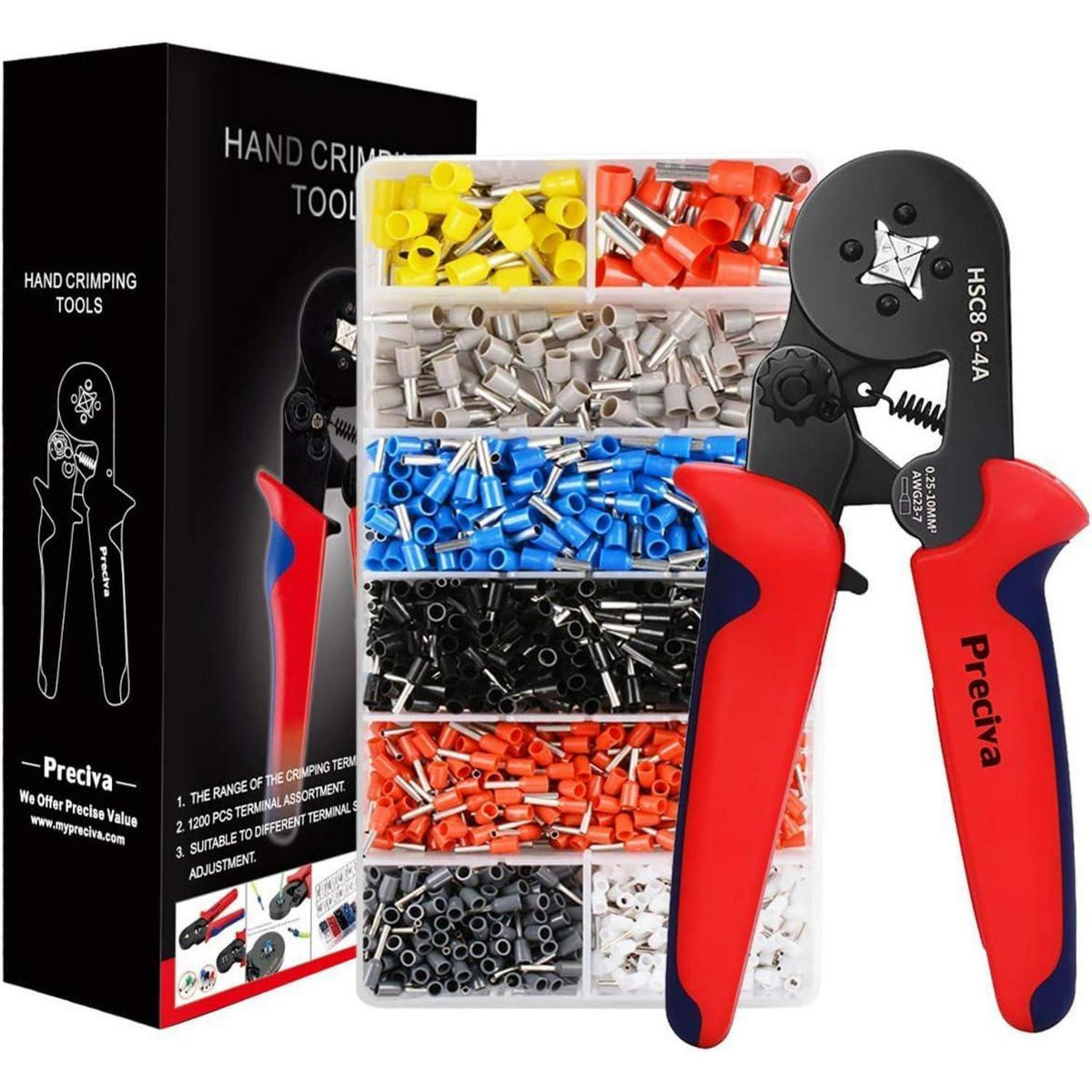 Crimpzange Aderendhülsen Set 0,25-10mm² mit 1200 Hülsen